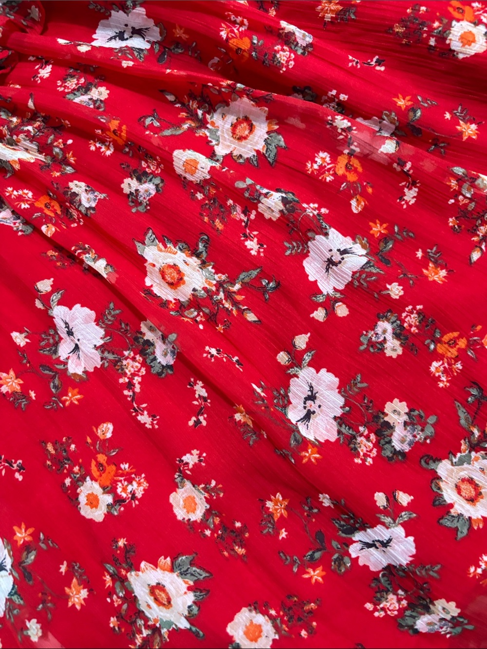 Red Floral Ruffle Short Dress - Picture 3 of 3